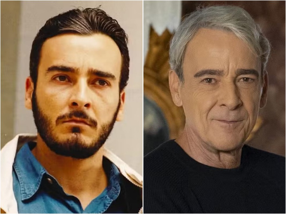 Alexandre Borges em 'Quem é Você' (Globo, 1996), como Afonso, e com visual atual — Foto: Divulgação/TV Globo