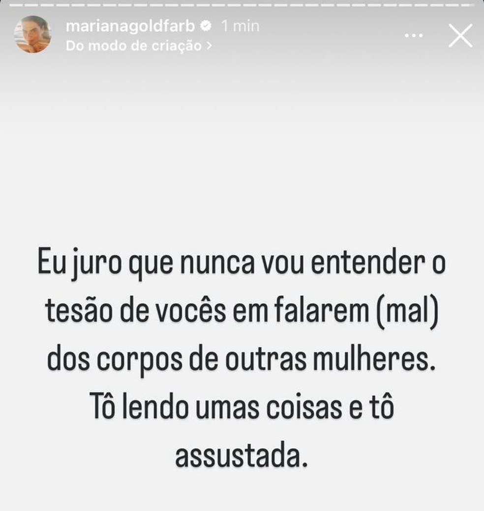 Post de Mariana Goldfarb &mdash; Foto: Reprodu&ccedil;&atilde;o | Instagram
