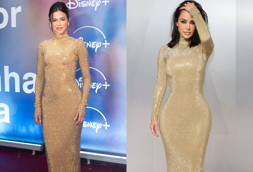 Bruna Marquezine e Kim Kardashian — Foto: Letycia Miller / Brazil News e Getty Images