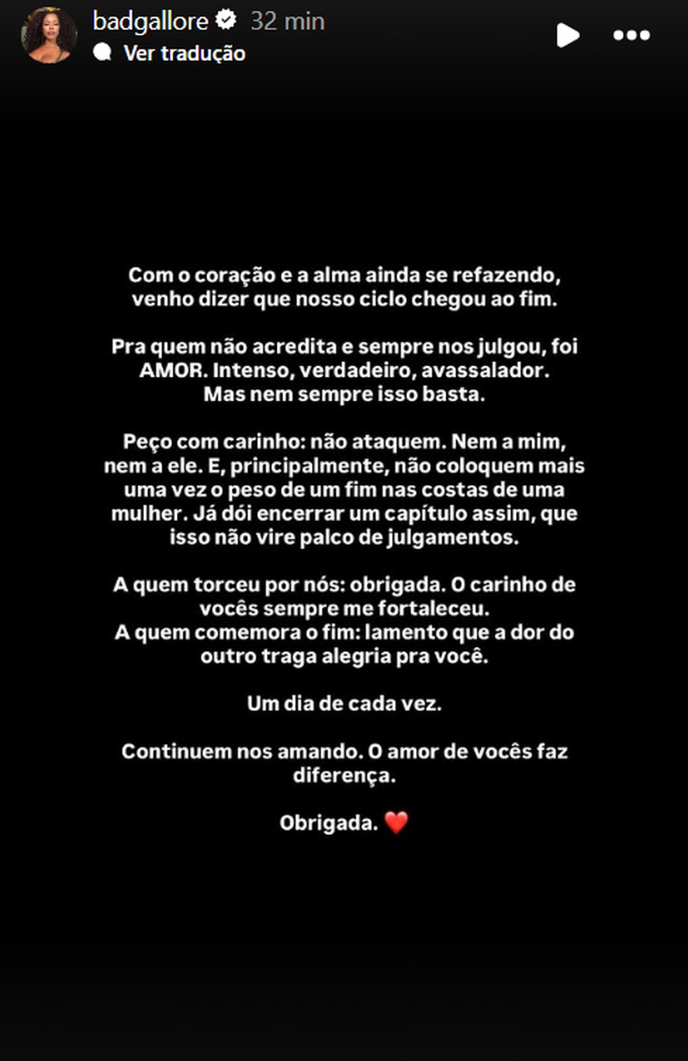 Lorena Maria anuncia fim do relacionamento com MC Daniel — Foto: Reprodução/Instagram