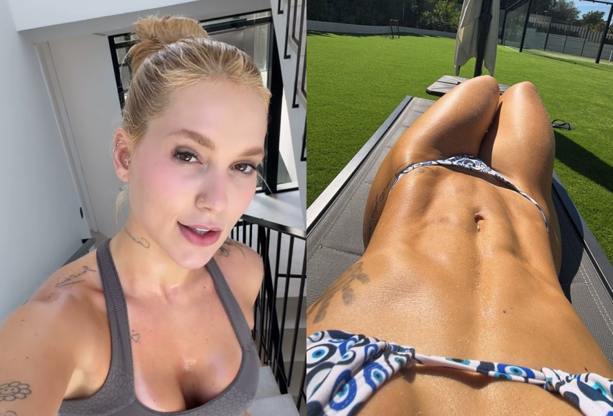 Virginia treina e exibe tanquinho ao pegar sol