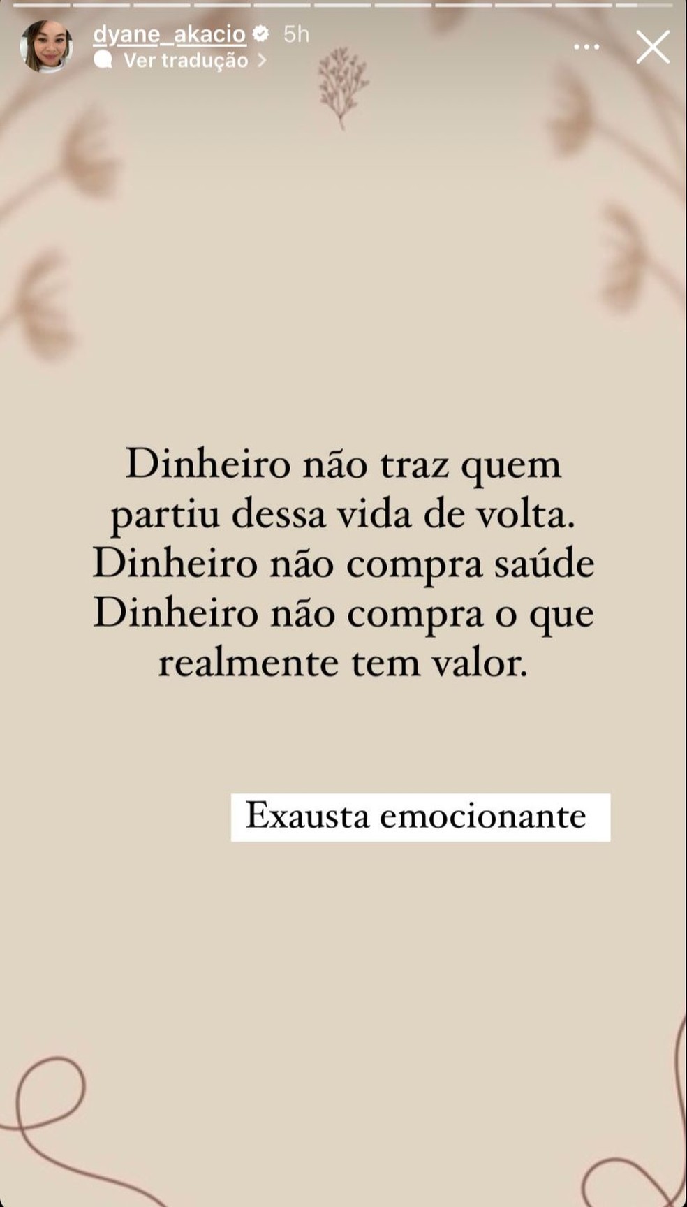 Suposta filha de Leonardo desabafa sobre busca tardia por DNA &mdash; Foto: Reprodu&ccedil;&atilde;o