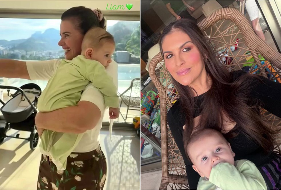 Luma de Oliveira e Lunara Campos com Liam — Foto: Reprodução/Instagram
