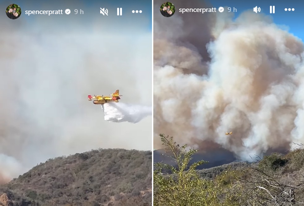 Spencer Pratt mostra incêndios perto de sua mansão em Los Angeles — Foto: Reprodução/Instagram