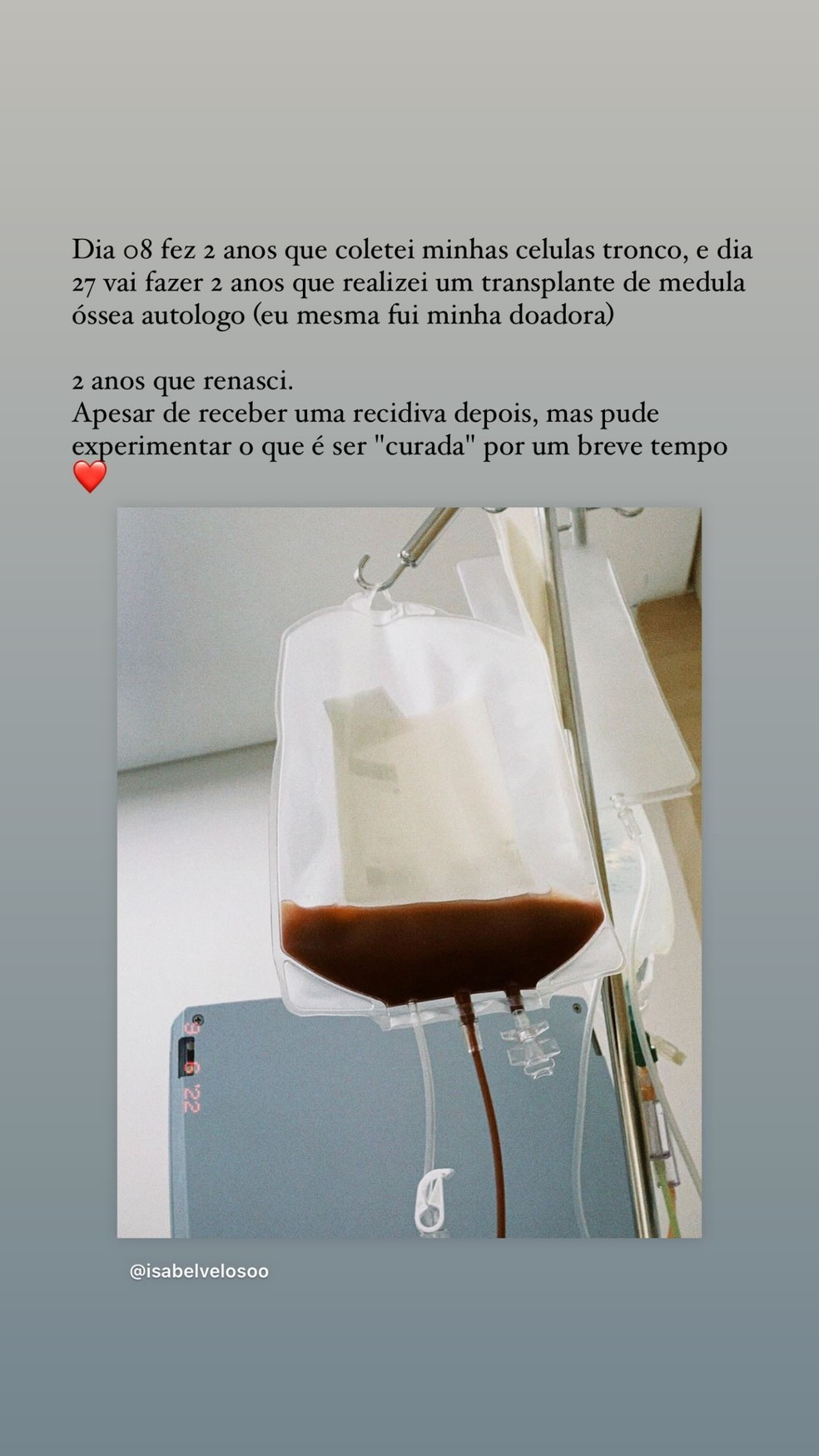 Isabel Veloso relembra transplante de medula óssea: Curada por um tempo