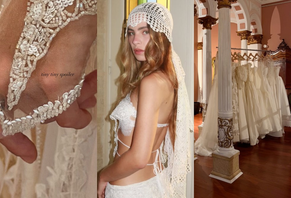 Giulia Be dá spoiler do vestido de noiva e mostra bordados antes do casamento com Kennedy; veja — Foto: Reprodução/Instagram