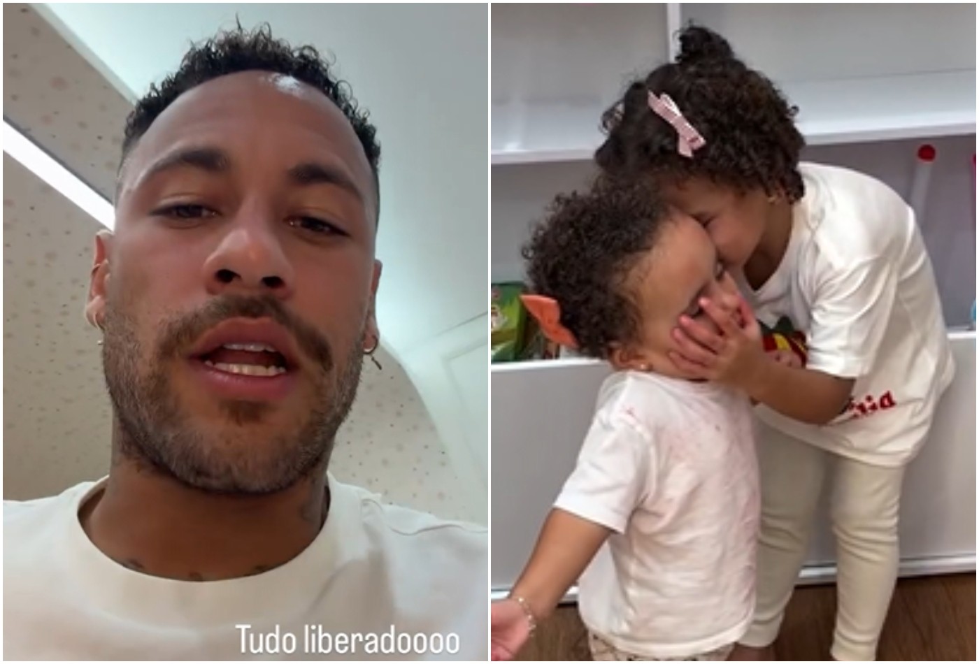 Sozinho com as filhas, Neymar flagra as meninas de segredinho: 'Fizeram alguma coisa'; vídeo