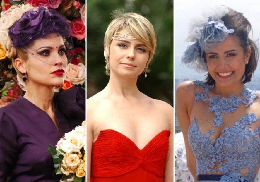 Roxo, vermelho e azul foram cores de vestidos de noiva usados por personagens de Flávia Alessandra, Giovanna Antonelli e Maria Casadevall em novelas