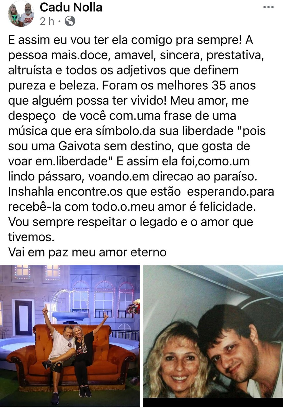 Marido confirma a morte de Lílian Knapp — Foto: Reprodução/Instagram