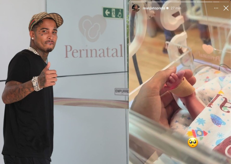 Gato Preto chega ao Rio e conhece a filha que tem com Bia Miranda; Maysha  está internada na UTI