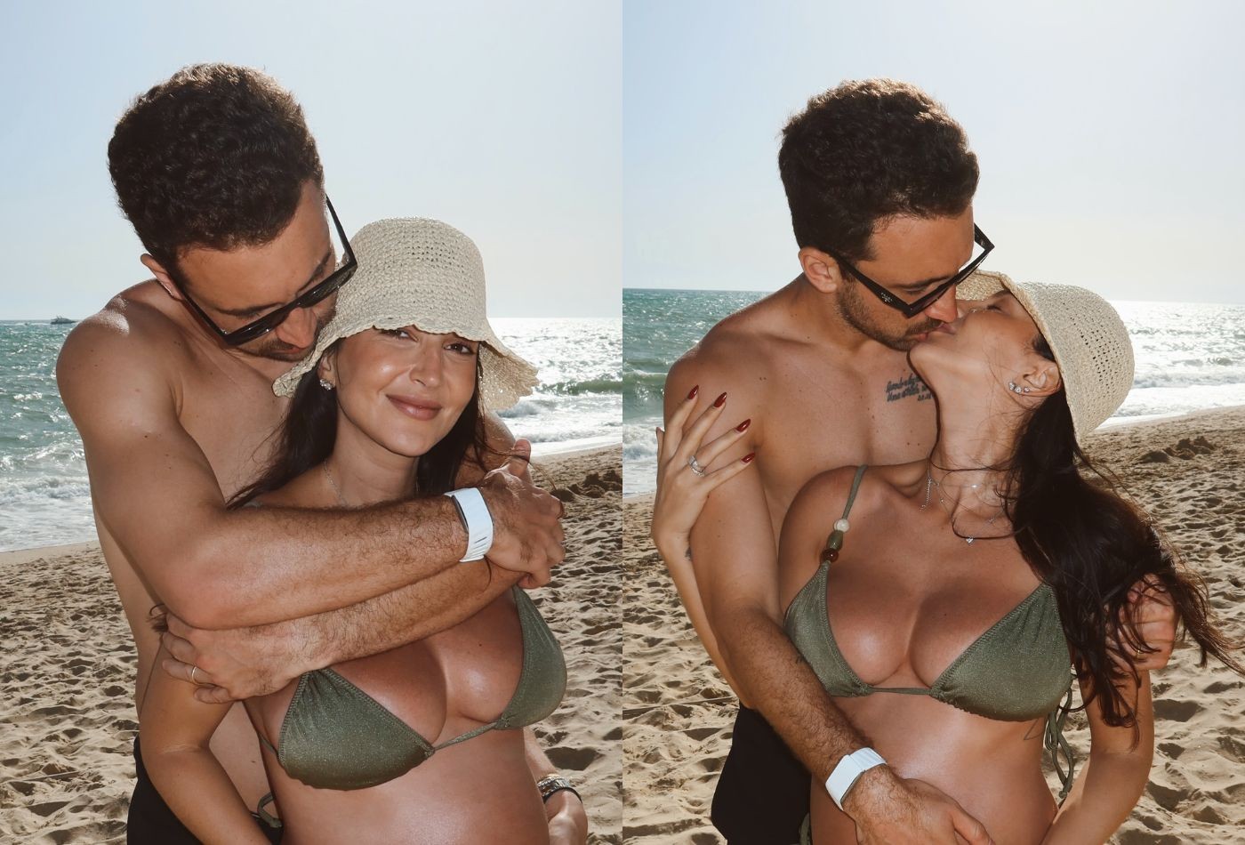 Grávida, esposa de Léo Ortiz, do Flamengo, ganha beijo e exibe barrigão em dia de praia com o jogador
