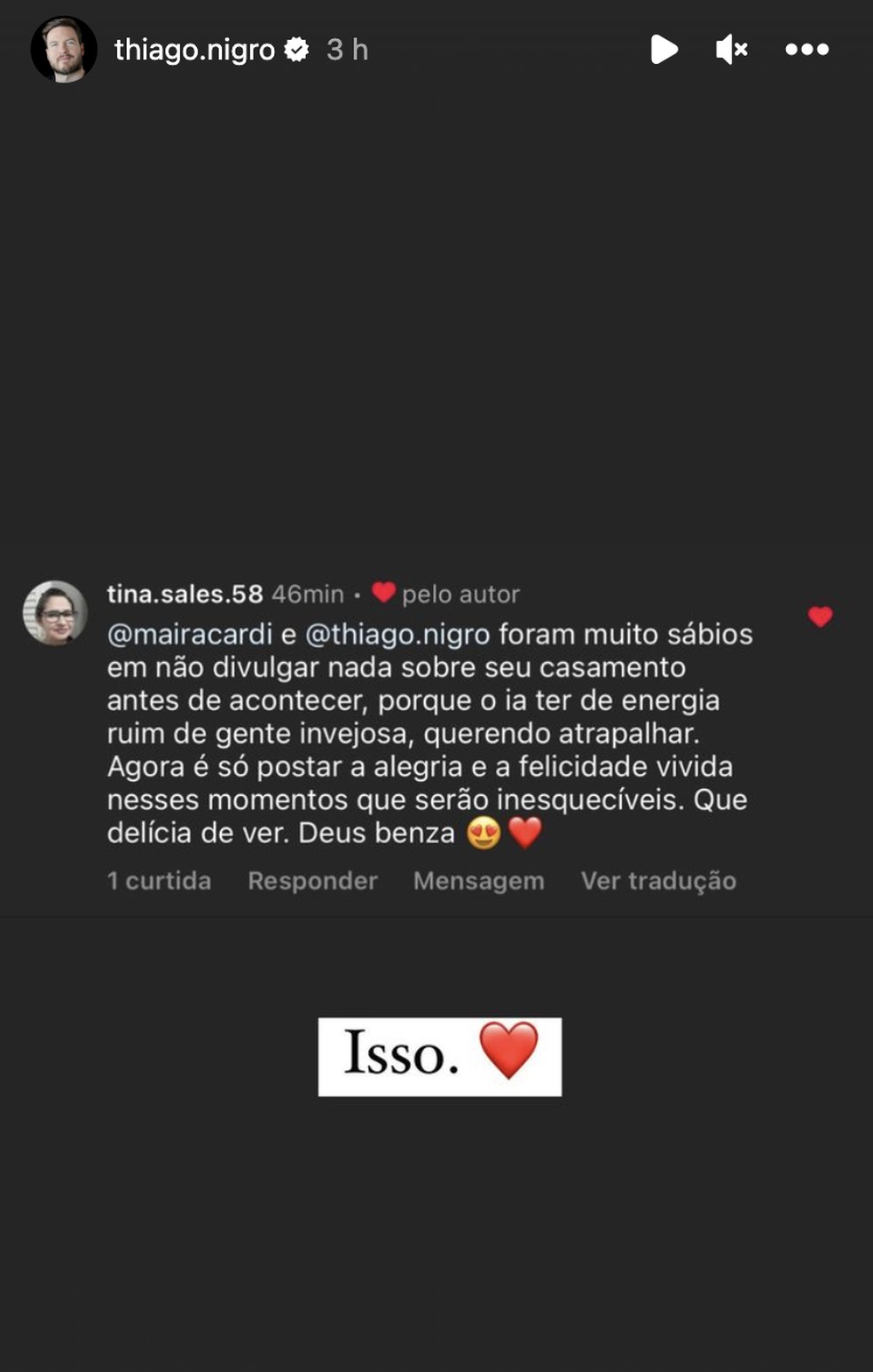 Primo Rico endossou comentário sobre casamento discreto com Maíra Cardi — Foto: Reprodução: Instagram