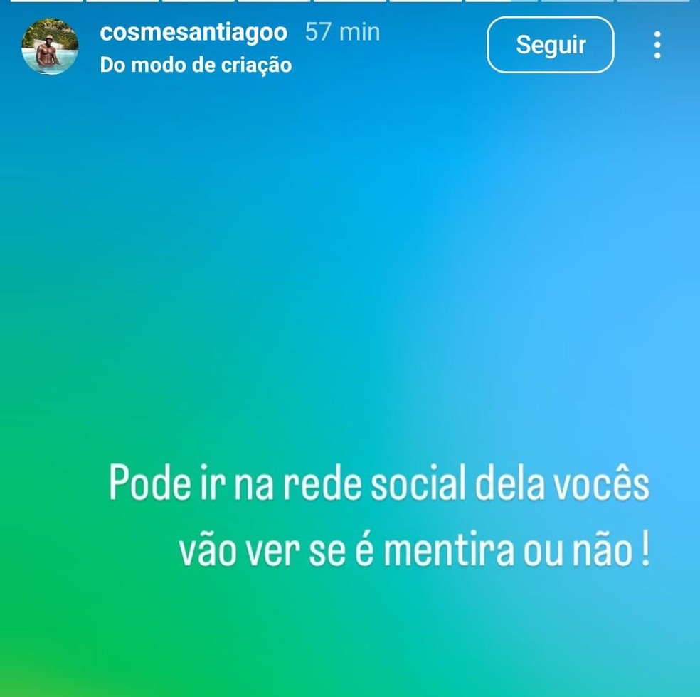 Ator de pornô gay Cosme Santiago anuncia fim do casamento com MC Carol — Foto: Reprodução/Instagram