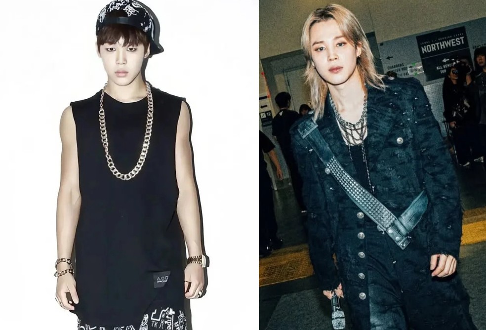 Jimin: antes e depois — Foto: Divulgação e Reprodução/Instagram