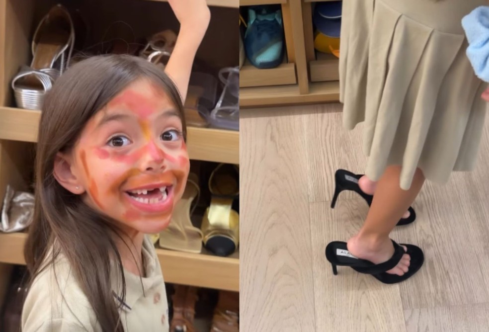 Filha de Sabrina Sato, usa salto alto e maquiagem da mãe — Foto: Reprodução/Instagram