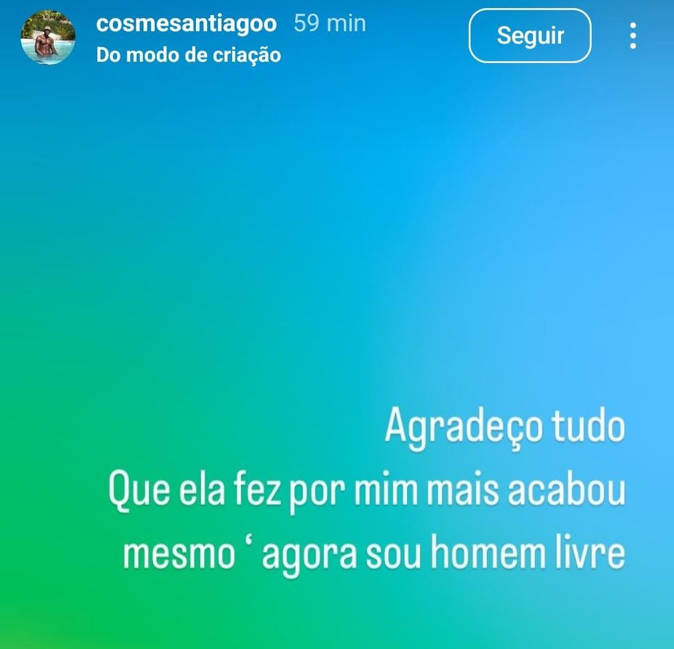 Ator de pornô gay Cosme Santiago anuncia fim do casamento com MC Carol — Foto: Reprodução/Instagram