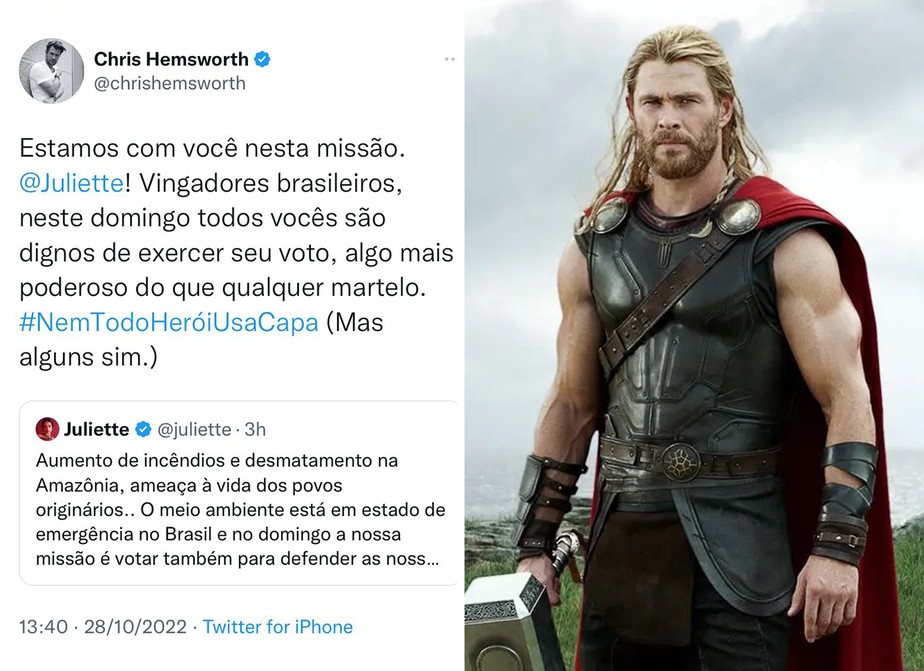 Reforço no Corinthians? Ator que faz o super-herói Thor aparece com camisa  do Timão e Fiel vai à loucura - Bolavip Brasil