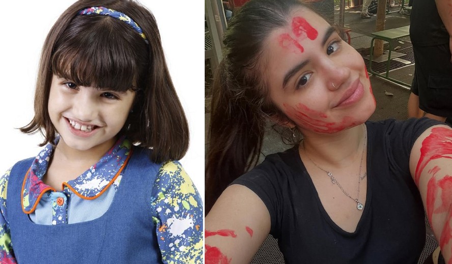 Antes e depois: Carol Chamberlain, como Dani em 'Chiquititas', e ao tomar trote em faculdade