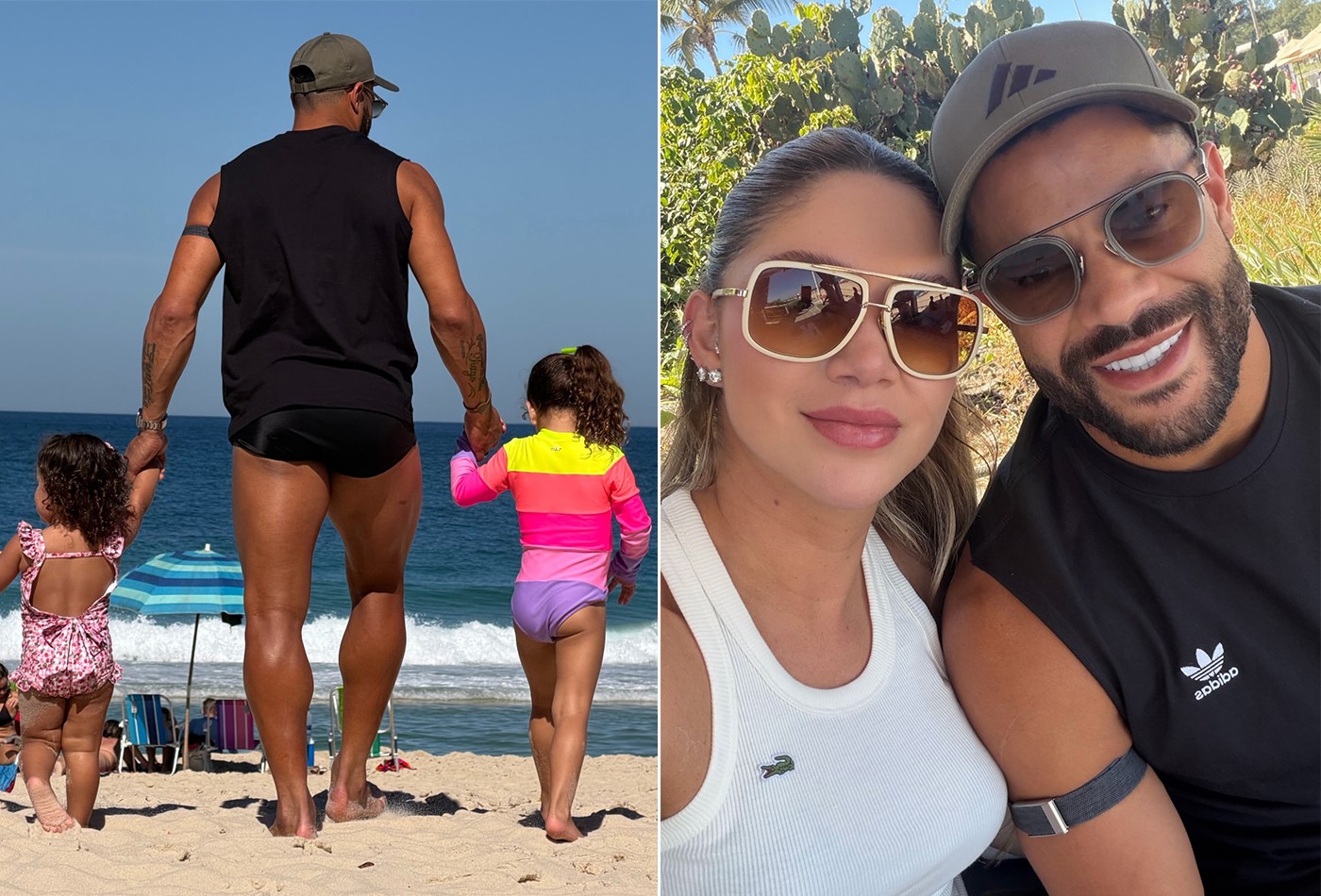 Hulk curte praia no Rio com família após estreia no Flu
