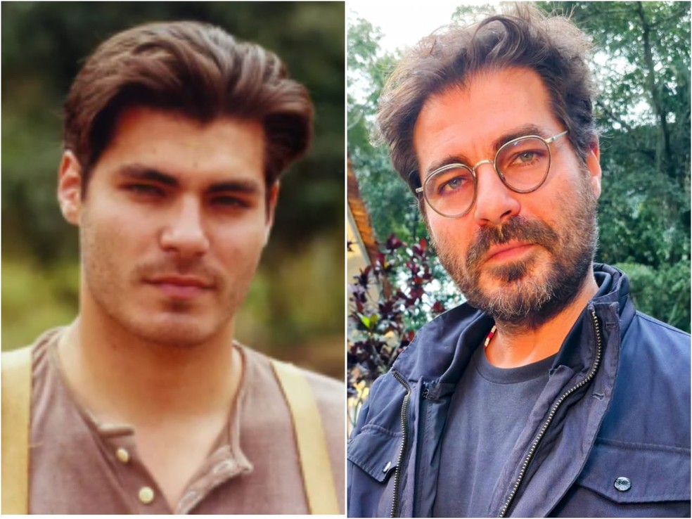 Thiago Lacerda em 'Terra Nostra (Globo, 1999), como Matteo, e com visual atual — Foto: Divulgação/TV Globo e Daniel Delmiro/AgNews