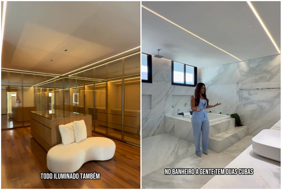 Closet e banheiro da suíte — Foto: Reprodução/Instagram
