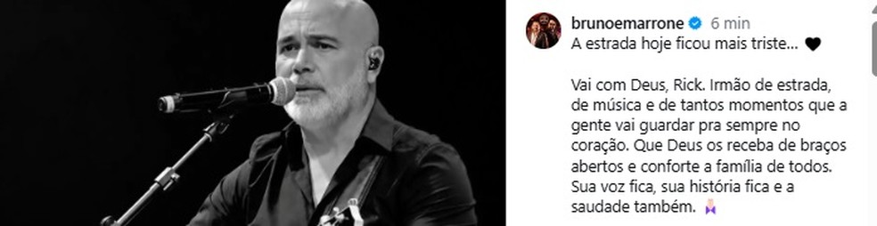 Dupla sertaneja Bruno & Marrone lamenta a morte do cantor Rick — Foto: Reprodução/Instagram