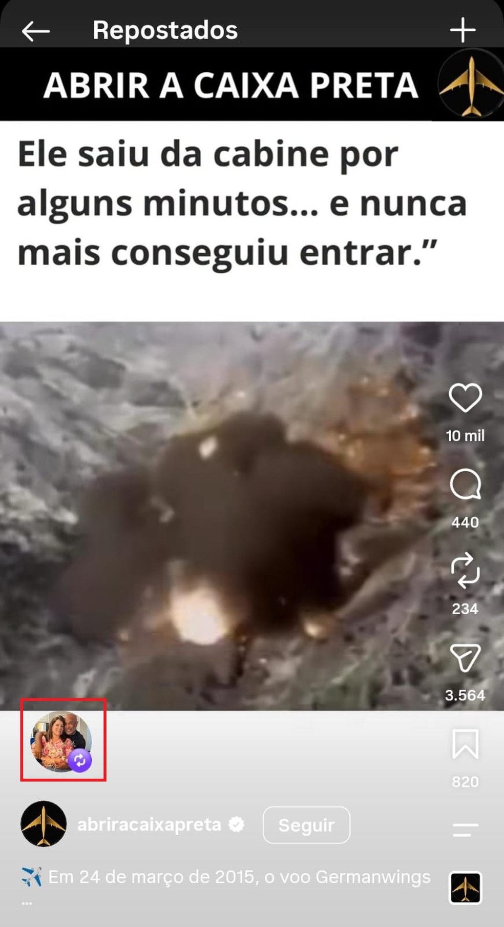 Rick postou acidente de avião um mês antes de acidente fatal de helicóptero — Foto: Reprodução/Instagram
