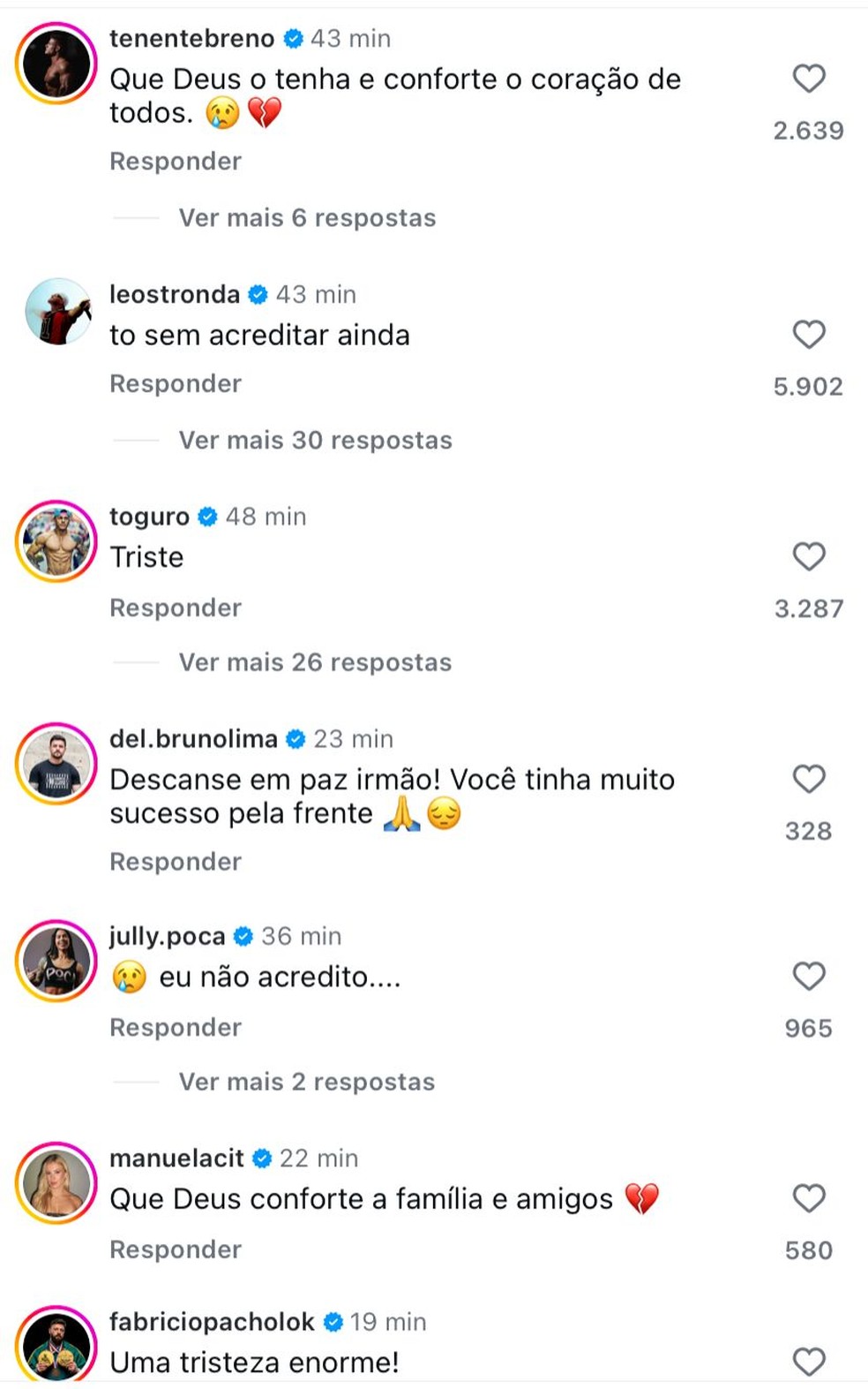 Famosos lamentam a morte de Gabriel Ganley — Foto: Reprodução/ Instagram