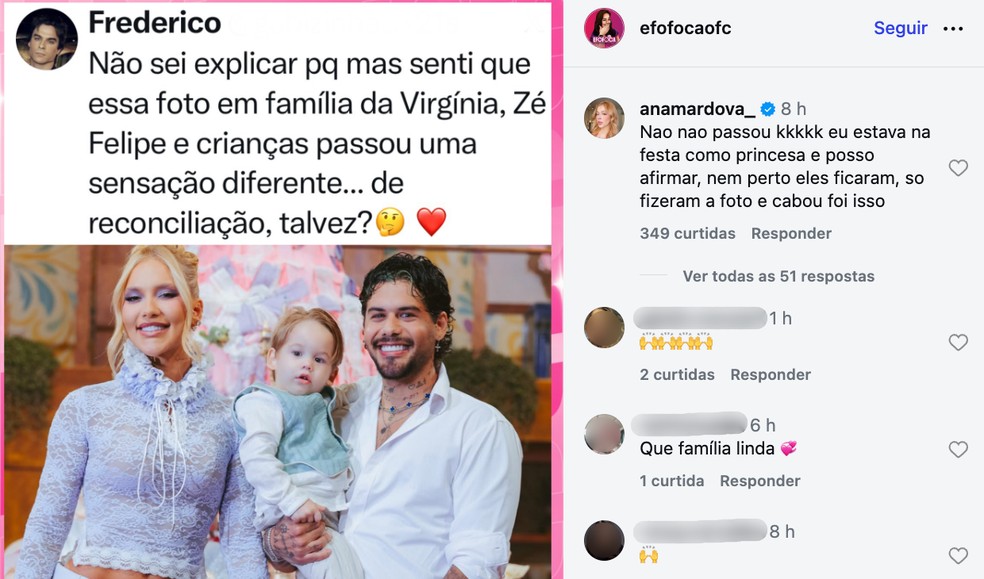 Atriz que interpretou Elsa fala sobre clima entre Virginia e Zé Felipe — Foto: Reprodução/Instagram