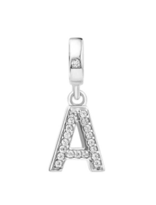 Charm Letra A Cravejado em Prata 925