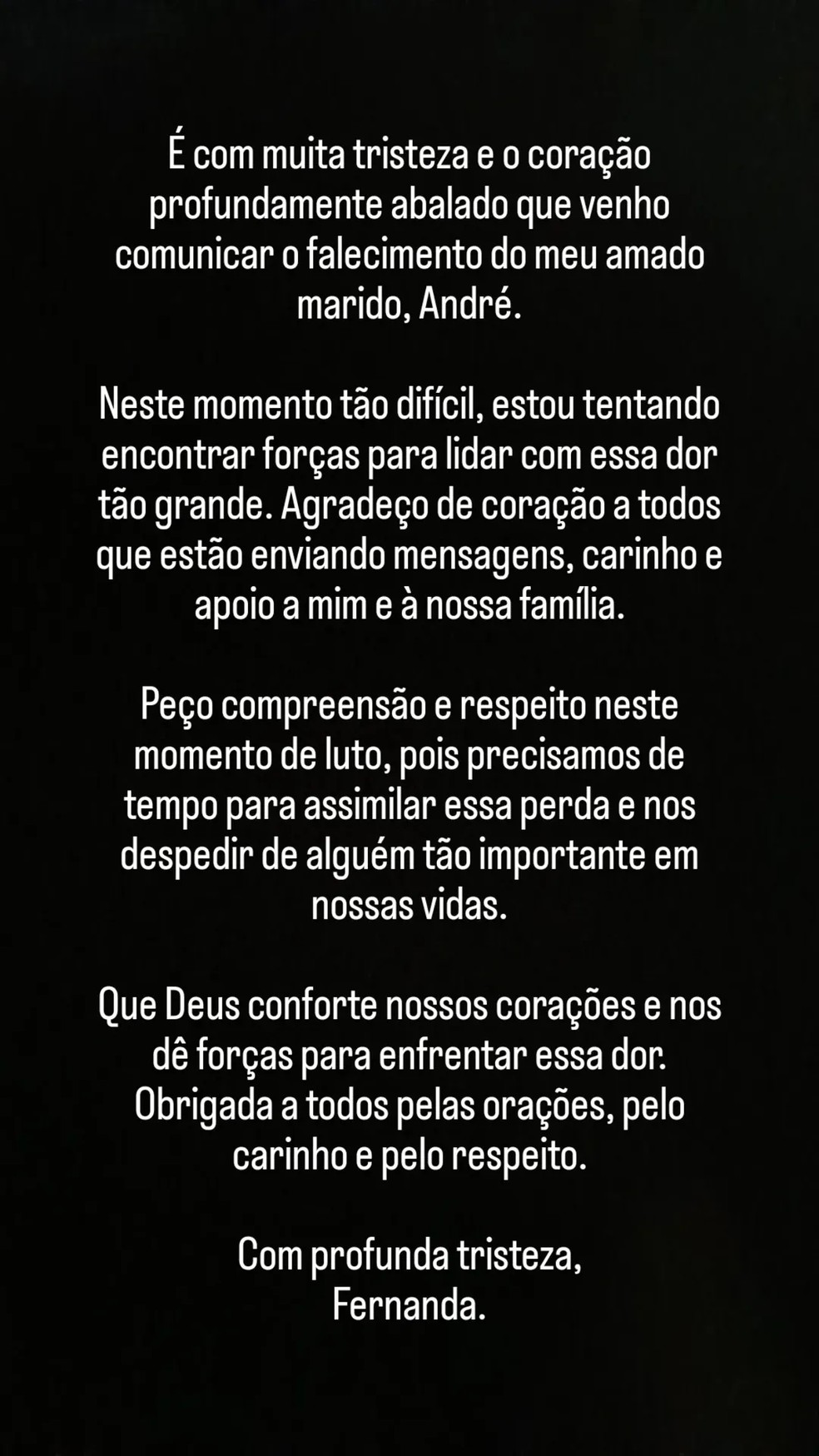 Esposa de Dedeco anuncia morte do influenciador — Foto: Reprodução/Instagram