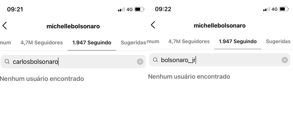 Michelle Bolsonaro deixou de seguir os filhos de Jair Bolsonaro, Carlos e Jair Renan — Foto: Reprodução / Instagram