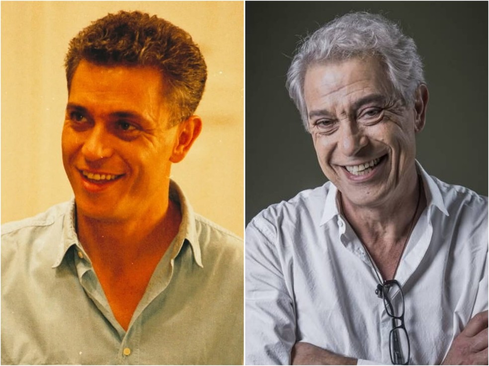 Paulo Gorgulho em 'Quem é Você' (Globo, 1996), como Gabriel, e com visual atual — Foto: Divulgação/TV Globo
