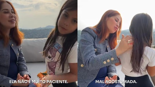 Filha chama Maíra Cardi de 'impaciente', e ela reage: 'Criança mal-acostumada'