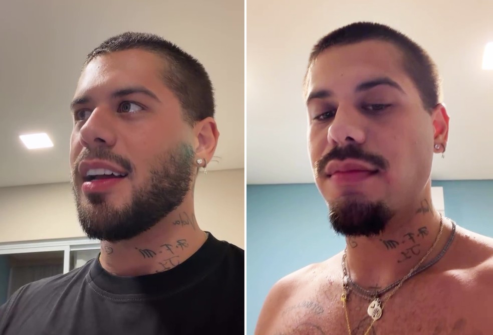 Antes e depois do visual de Zé Felipe — Foto: Reprodução/Instagram