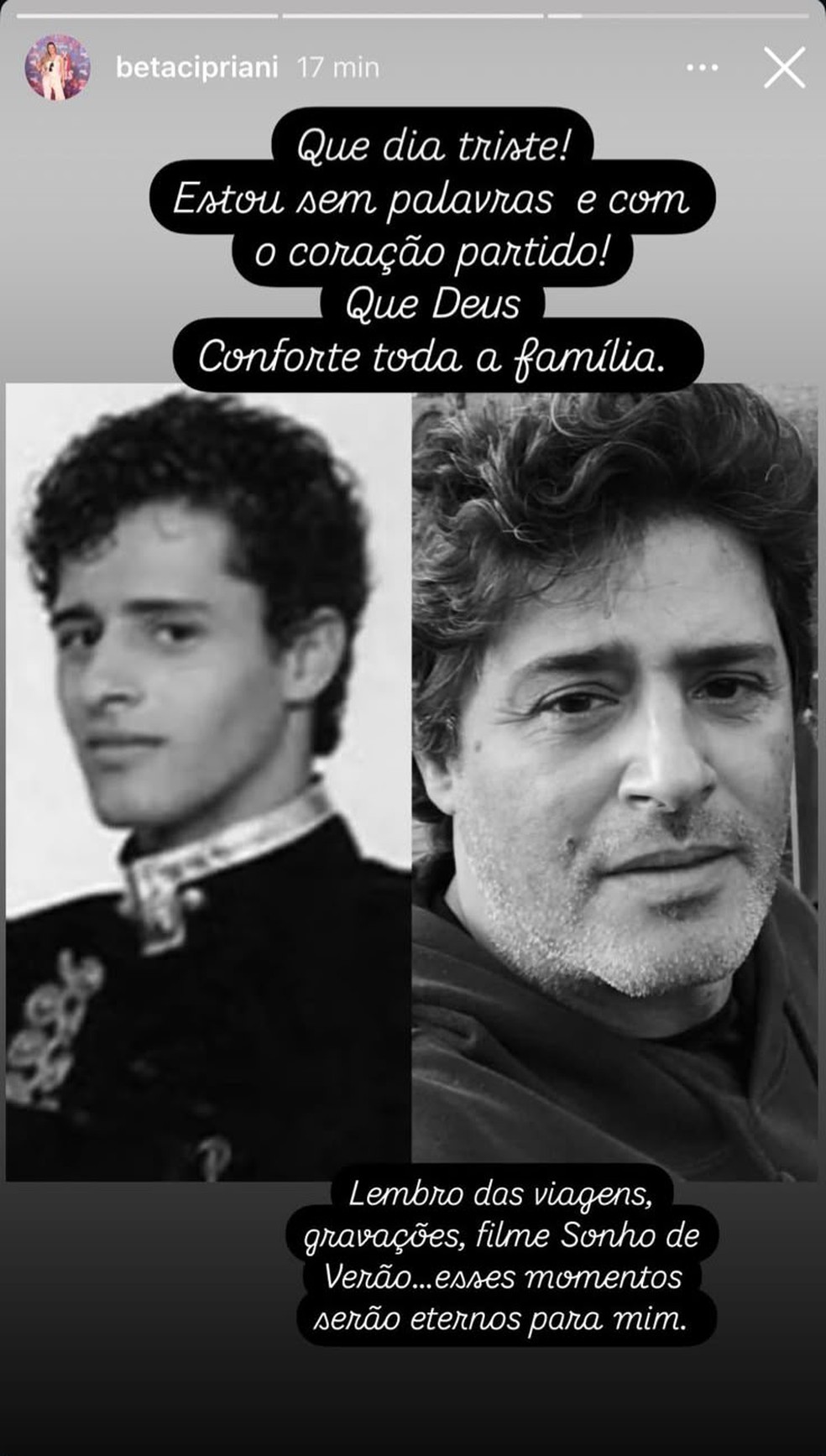 Story de Roberta Cipriani — Foto: Reprodução/Instagram