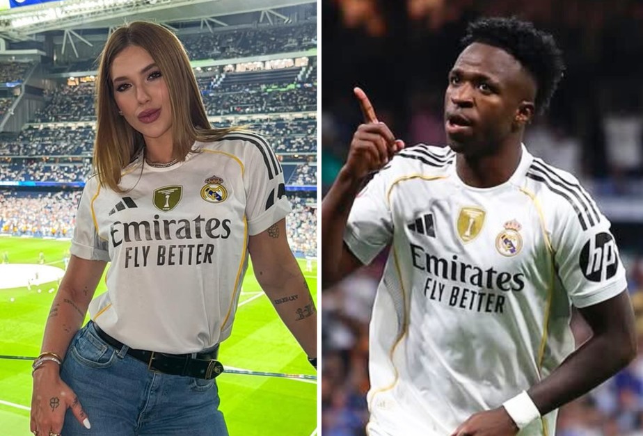 Vídeo mostra Vini Jr. deixando estádio com Virginia Fonseca; assista