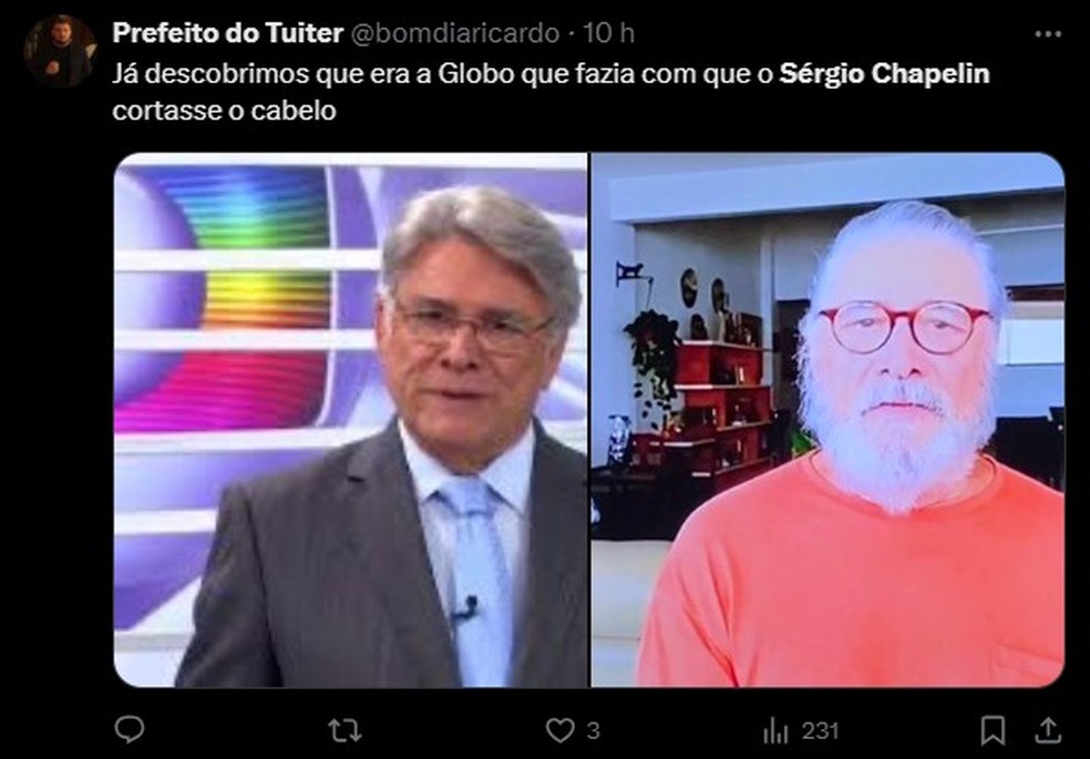 Público reage ao novo visual de Sérgio Chapelin — Foto: Reprodução | X