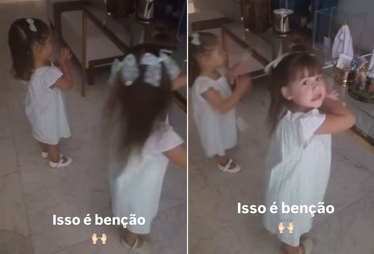 Zé Felipe mostra Maria Alice e Maria Flor rezando: 'Bênção'