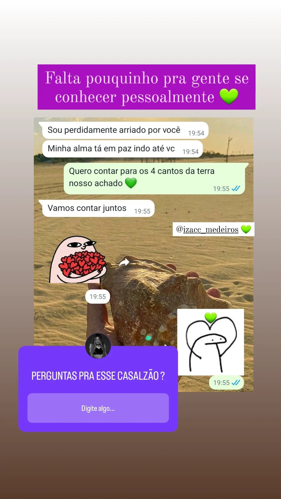 Leandrinha e Izacc já se relacionavam à distância — Foto: Reprodução: Instagram