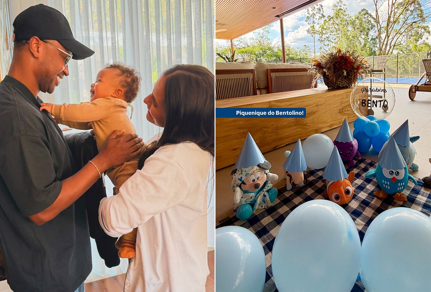Thiaguinho e Carol Peixinho comemoram 1º ano de Bento com festinha em casa