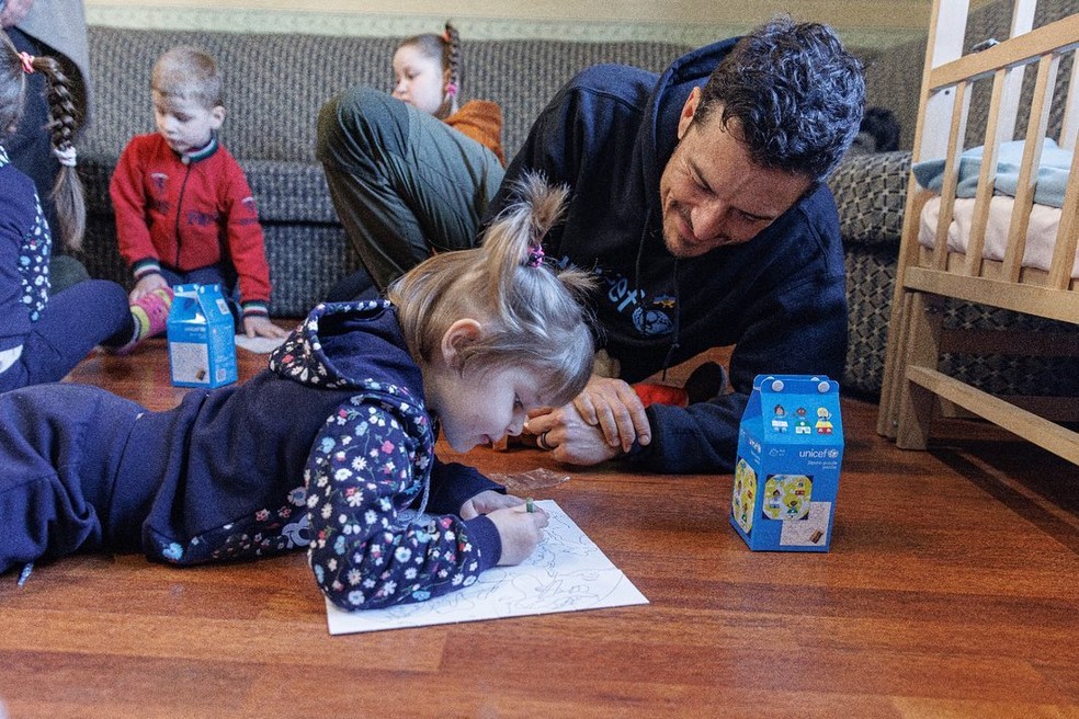 Orlando Bloom viajou à Ucrânia em missão humanitária  — Foto: Instagram / Instagram
