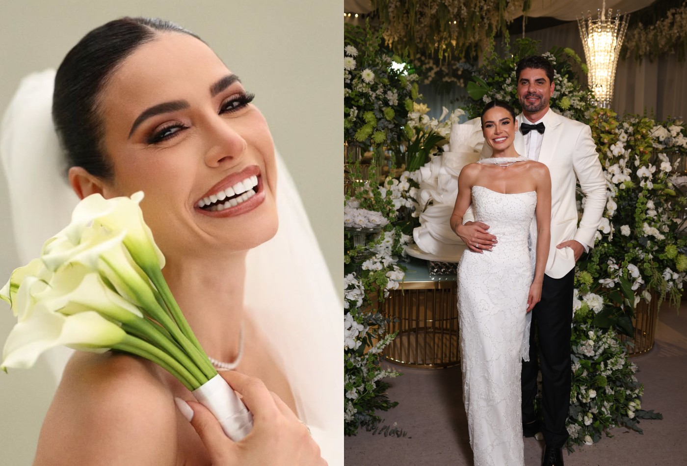 Véu de 5 metros, cauda de 3 e orquestra de 27 músicos: os luxos do casamento da Miss Julia Gama - Foto