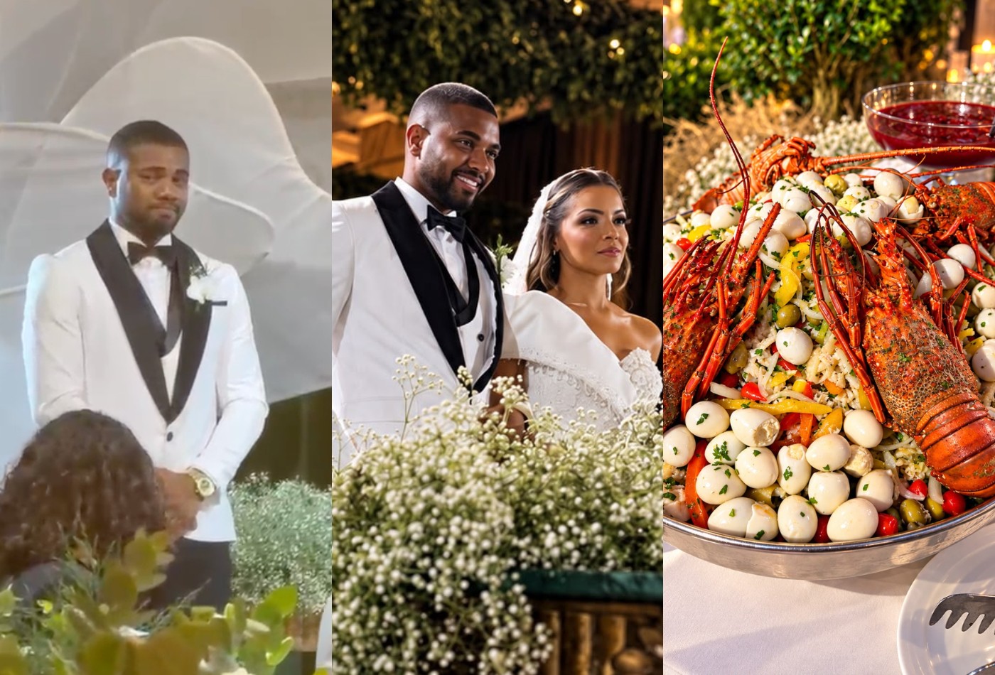 Bastidores do casamento de Davi Brito têm convidados barrados, choro e banquete com lagosta
