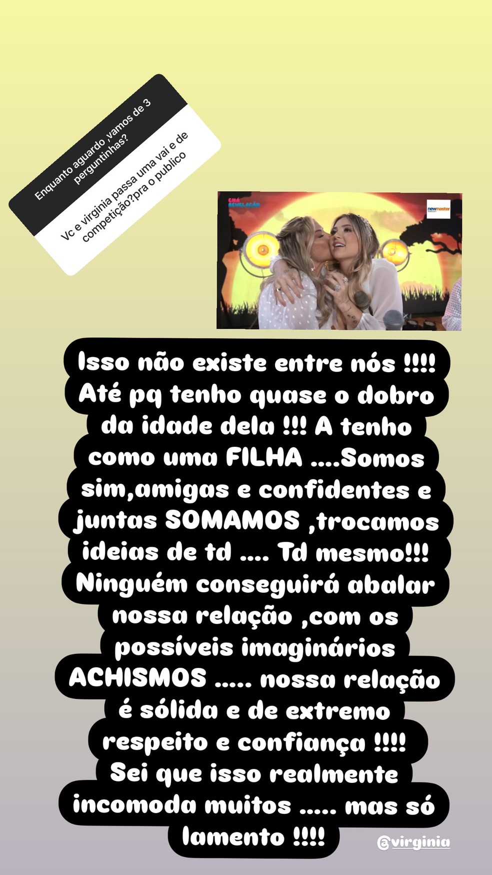Poliana Roche responde sobre seu relacionamento com Virginia — Foto: Reprodução Instagram