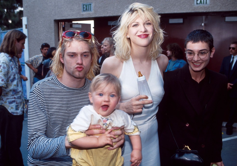 Kurt Cobain, Frances Bean e Courtney Love — Foto: Getty Images