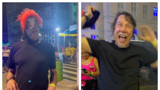Lenine se disfarça com máscara para curtir o Carnaval nas ruas do Recife