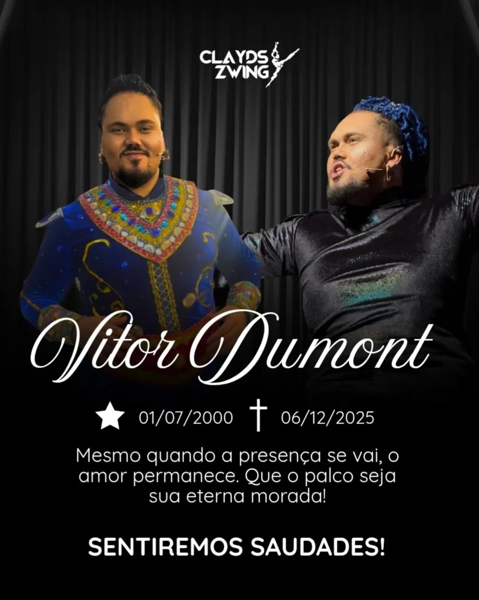 Ator Vitor Dumont morre ao passar mal durante espetáculo; despedida ...