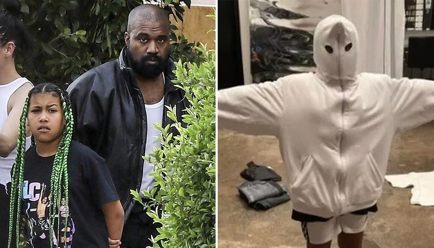 Kanye West foi criticado por vestir North West com roupa que lembra grupo supremacista Klu Klux Klan