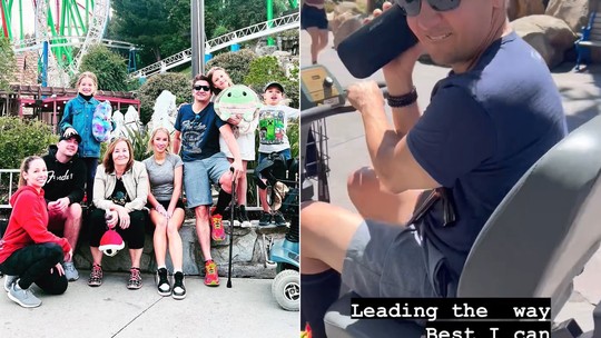 Jeremy Renner curte parque de diversões com a família três meses após acidente grave; vídeo